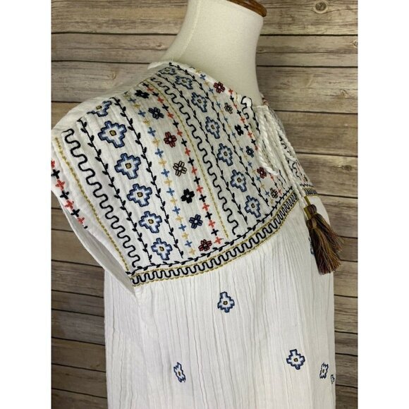 Rachel Zoe NWT Medium Peasant Top Embroidered Boho - Picture 9 of 11